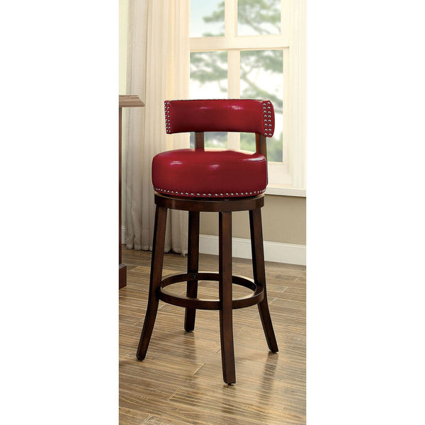 Furniture Of America Shirley Dark Oak | Red Transitional 24" Bar Stool