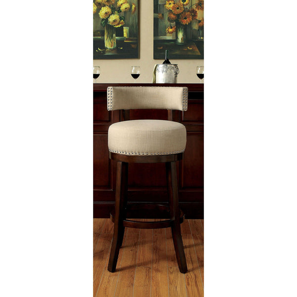 Furniture Of America Lynsey Dark Oak | Beige Transitional 24" Bar Stool