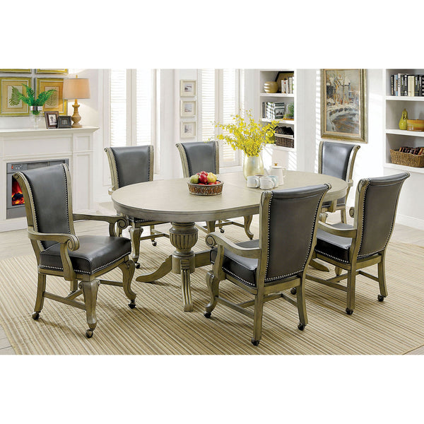 Furniture Of America Melina Gray Transitional 7 Piece Dining Table Set