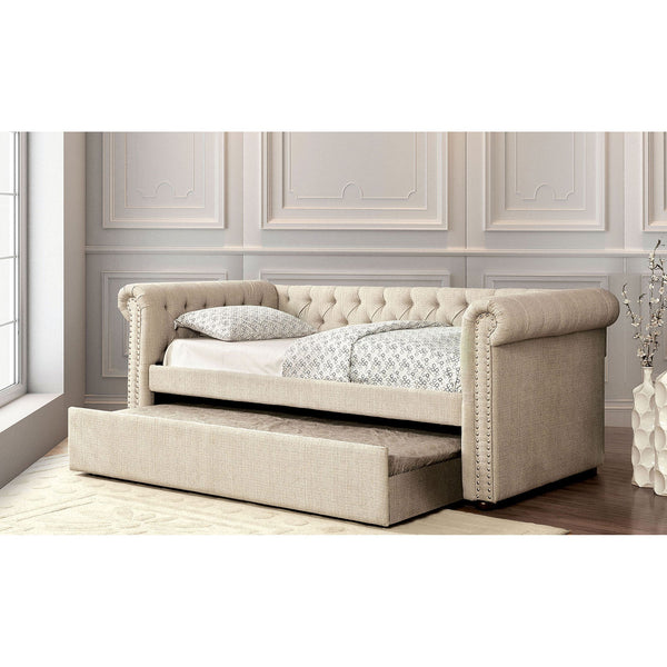 Furniture Of America Leanna Beige Transitional Queen Daybed With Trundle