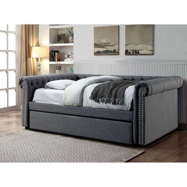 Furniture Of America Leanna Gray Transitional Full Daybed With Trundle