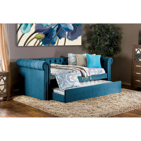 Furniture Of America Leanna Dark Teal Transitional Daybed With Trundle