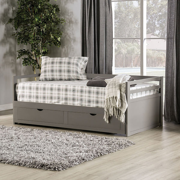 Furniture Of America Nancy Gray Transitional Twin Daybed With Extentable Trundle