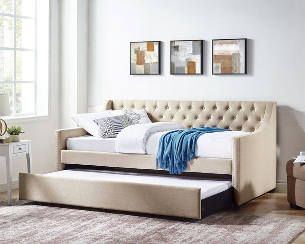 Furniture Of America Emm Beige Transitional Twin Daybed With Trundle