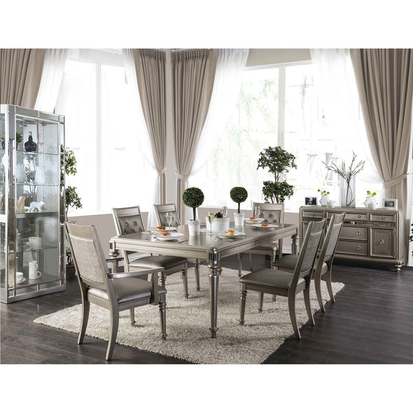 Furniture Of America Xandra Champagne Transitional 7 Piece Dining Table Set (2 Arm Chairs And 4 Side Chairs)