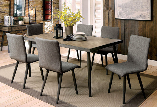 Furniture Of America Vilhelm I Gray Mid-Century Modern 6 Piece Dining Table Set With Bench