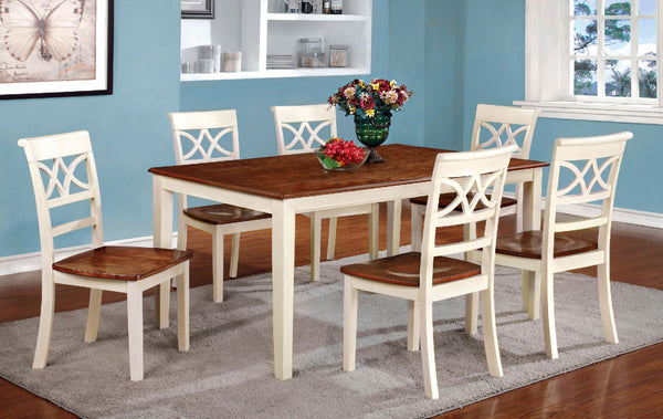 Furniture Of America Torrington Vintage White | Cherry Transitional 7 Piece Dining Table Set