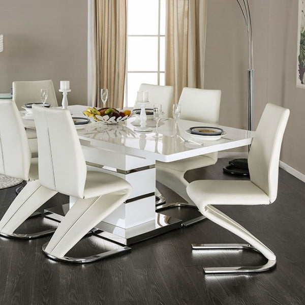 Furniture Of America Midvale White/Chrome Contemporary Dining Table Model CM3650T-TABLE