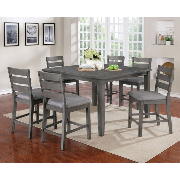 Furniture Of America Viana Gray Transitional 7 Piece Counter Height Dining Table Set