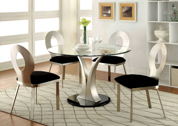 Furniture Of America Valo Silver | Black Contemporary 5 Piece Dining Table Set