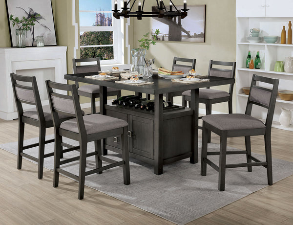 Furniture Of America Vicky Gray Transitional 7 Piece Dining Table Set