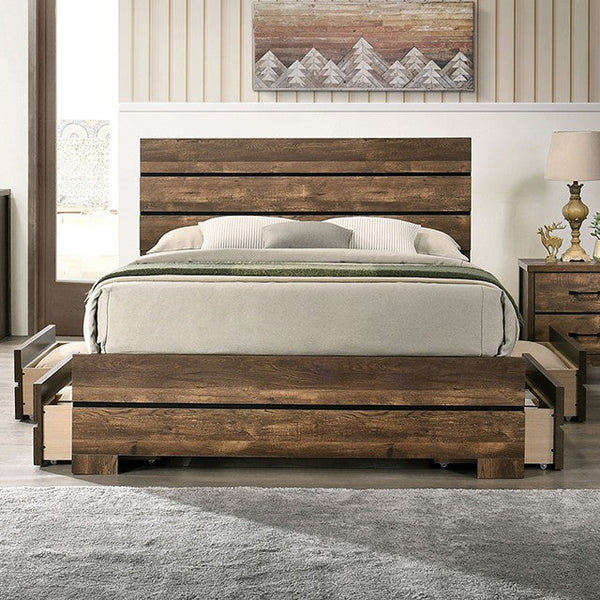 Furniture Of America Duckworth Light Walnut Contemporary Bed, Light Walnut Model CM7319WN-BED