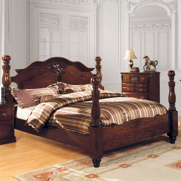 Furniture Of America Tuscan Ii Glossy Dark Pine Traditional Queen Bed
