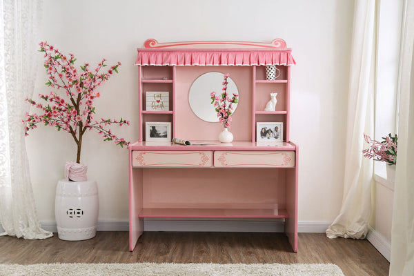 Furniture Of America Mirror Desk& Hutch Pink Novelty Desk