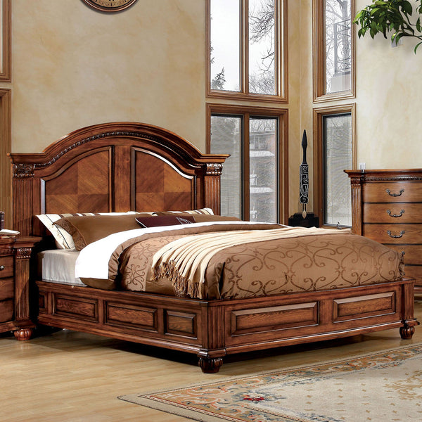 Furniture Of America Bellagrand Antique Tobacco Oak Traditional Queen Bed