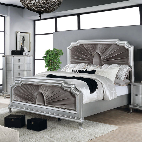 Furniture Of America Aalok Silver | Warm Gray Glam Queen Bed