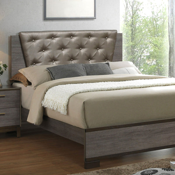 Furniture Of America Manvel Two-Tone Antique Gray Contemporary Queen Bed