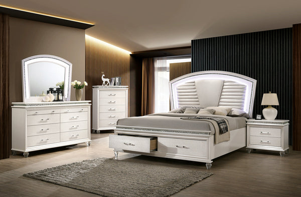 Furniture Of America Maddie Pearl White | White Contemporary Queen Bed