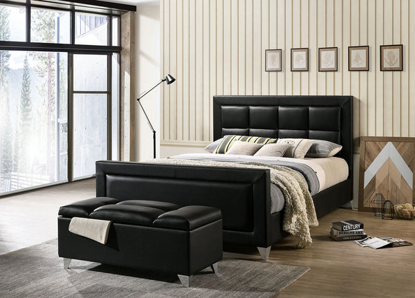 Furniture Of America Menkar Black | Chrome Contemporary Eastern King Bed