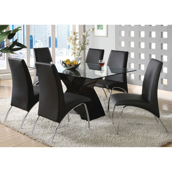 Furniture Of America Wailoa Black Contemporary 7 Piece Dining Table Set