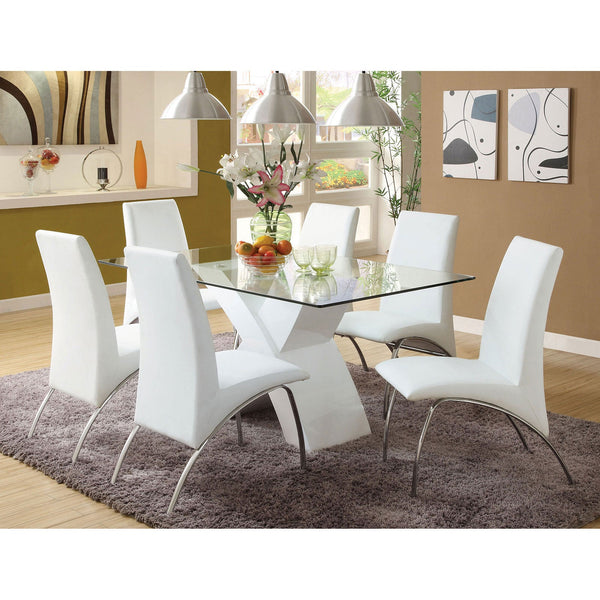 Furniture Of America Wailoa White Contemporary 7 Piece Dining Table Set