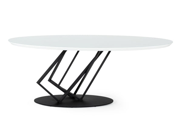 Modrest Corbett Modern High Gloss White w/ Frosted Glass Dining Table White Dining Table SKU VGVCT1920-3 Product ID: 76867