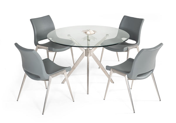 Modrest Dallas Modern Brushed Stainless Steel Dining Table Grey Dining Table SKU VGHR7038-BSS Product ID: 76292