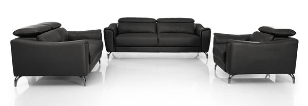 Divani Casa Danis Modern Black Leather Sofa Set Black Sofa Set SKU VGBNS-1803-BLKSET Product ID: 77998