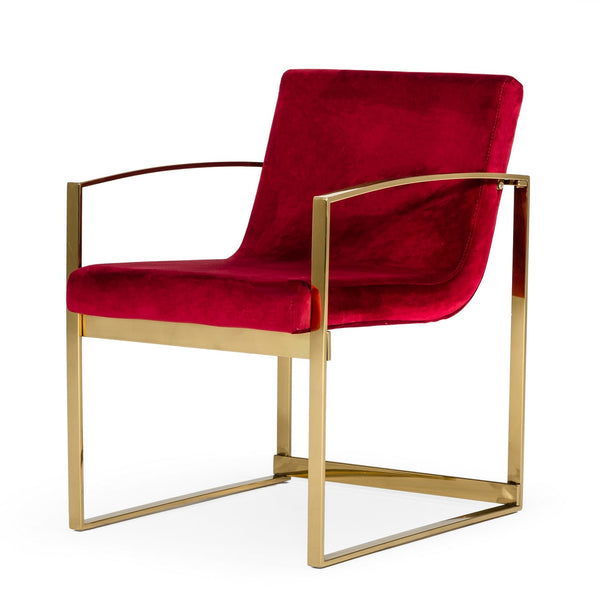Modrest Defoe Modern Red Velvet Accent Chair Red Lounge Chair SKU VGZAY618-RED Product ID: 77017