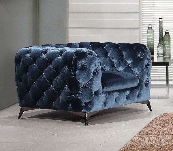 Divani Casa Delilah Modern Blue Fabric Chair Blue Lounge Chair SKU VGCA1546-BLU-CHR Product ID: 72432A