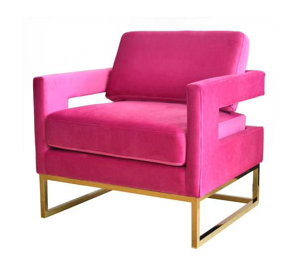 Modrest Edna Pink Velvet & Gold Accent Chair Pink Lounge Chair SKU VGRHRHS-AC-201-PNK-CH Product ID: 78850