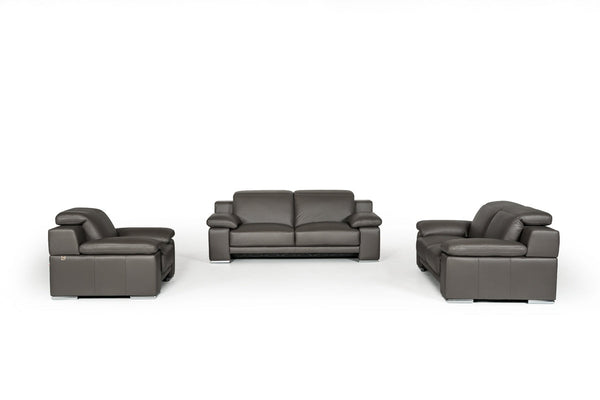 Estro Salotti Evergreen Modern Dark Grey Italian Leather Sofa Set Grey Sofa Set SKU VGNTEVERGREEN-DGRY Product ID: 73812
