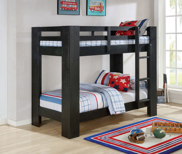 Furniture Of America Suzie Wire-Brushed Black Transitional Twin | Twin Bunk Bed