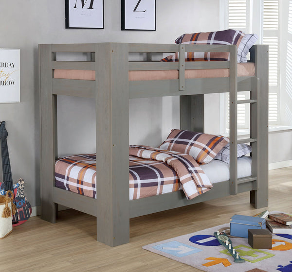 Furniture Of America Suzie Wire-Brushed Gray Transitional Twin | Twin Bunk Bed