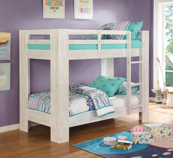 Furniture Of America Suzie Wire-Brushed White Transitional Twin | Twin Bunk Bed