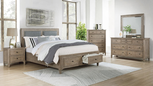 Furniture Of America Anneke Wire-Brushed Warm Gray Transitional Queen Bed