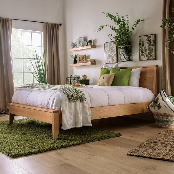 Furniture Of America Willamette Ii Light Oak Mid-Century Modern Queen Bed