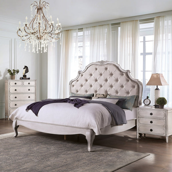 Furniture Of America Esther Antique White Traditional Eastern King Bed