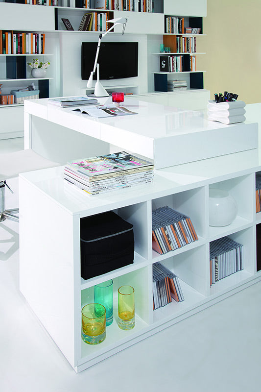 Modrest Soul Modern Contemporary Office Desk with Attached Cabinet White Office Desk SKU VGWCNS005 Product ID: 14637