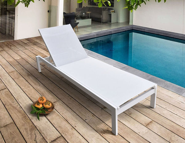 Divani Casa Kayak Modern White Outdoor Chaise Lounge Cream Outdoor SKU VGGERHAEGEAN-GRY Product ID: 77692