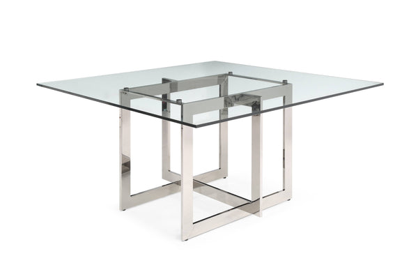 Modrest Keaton Square Modern Glass & Stainless Steel Dining Table Other Dining Table SKU VGVCT8961-DT Product ID: 78088