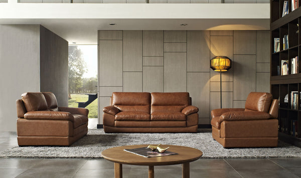 Divani Casa Kendrick Traditional Modern Cognac Leather Sofa Set Brown Sofa Set SKU VGBNS-1806-BRN-SET Product ID: 78002