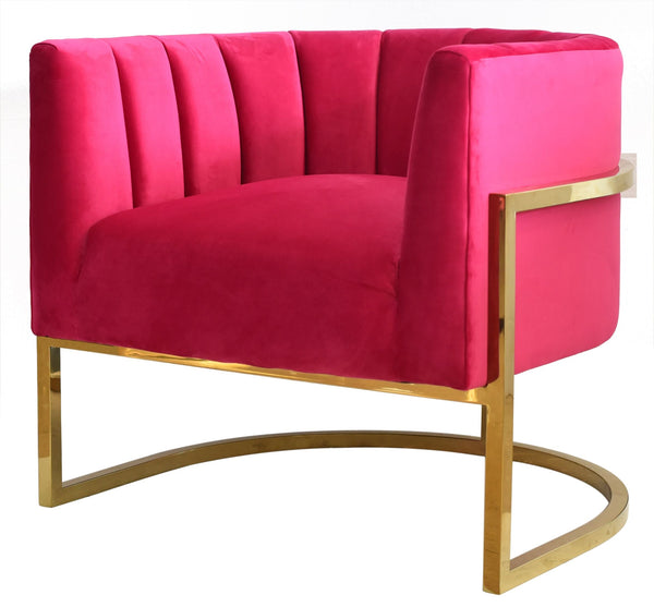 Modrest Landau Pink Velvet & Gold Accent Chair Pink Lounge Chair SKU VGRHAC406-PNK-CH Product ID: 78853