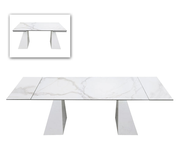 Modrest Latrobe Modern White Ceramic Quartz 118" Extendable Dining Table White Dining Table SKU VGYFDT8765-5C-WHT-DT Product ID: 79214