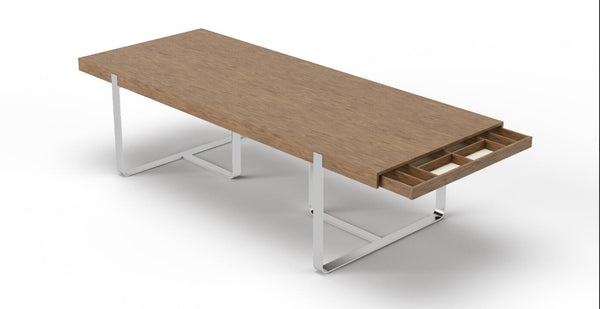 Modrest Pauline Modern Walnut and Stainless Steel Dining Table Other Dining Table SKU VGBB-MI2203T-WAL-DT Product ID: 79836
