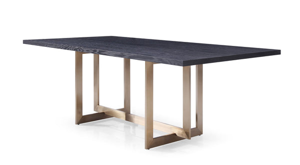 Modrest Pike Modern Black Ash & Brass Dining Table Black Dining Table SKU VGVCT8961W-BLK-DT Product ID: 77794
