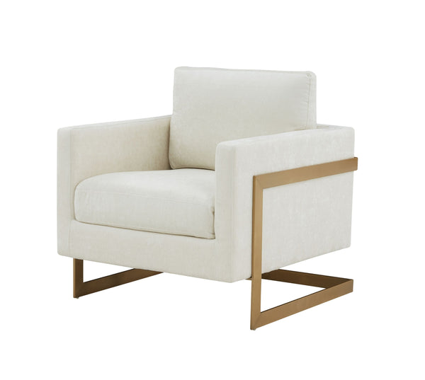 Modrest Prince Contemporary Cream Fabric & Gold Metal Accent Chair White Accent Chair SKU VGRHRHS-AC-255-WHT-CH Product ID: 79371