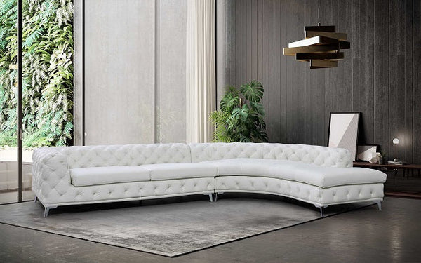 DIvani Casa Kohl Contemporary White RAF Curved Shape Sectional Sofa w/ Chaise Other Sectional Sofa SKU VGEV-2179-WHT-RAF-SECT Product ID: 79636