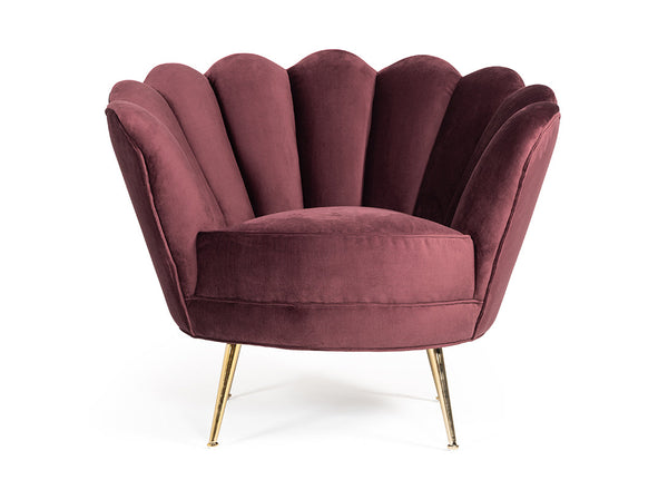 Divani Casa Selva Modern Rust Velvet Accent Chair Purple Lounge Chair SKU VGHKF3068-20-PUR Product ID: 75404