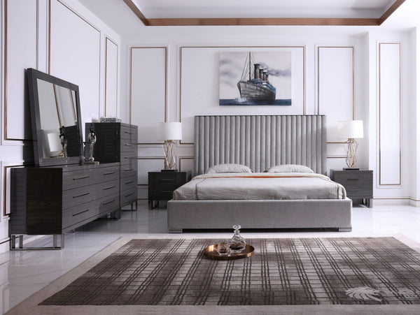 Modrest Splendor Silver & Grey Linen Upholstered King Platform Bed Grey Bed SKU VGVCBD20256-BED-EK Product ID: 78061